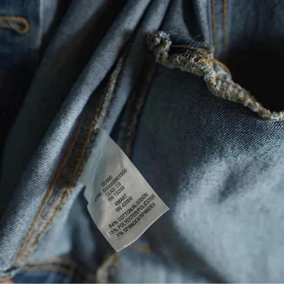 Vintage Sears Roebuck Distressed Denim Jacket Trucker Womens Small Blue Jean - Picture 9 of 9